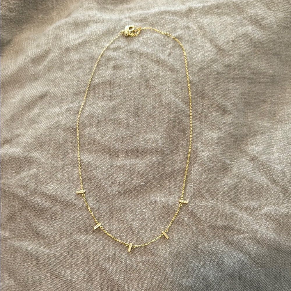 Delicate Gold Bar Station Necklace - Women Jewelry